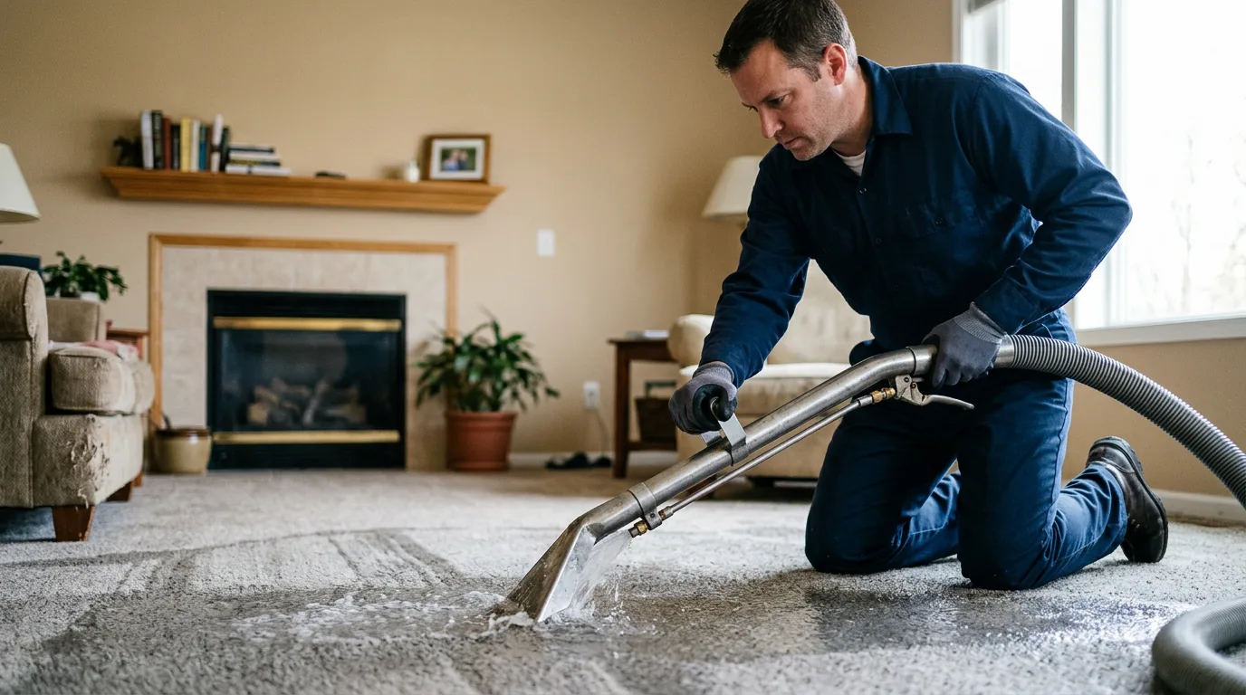 Water damage restoration technician working near Duncan, OK